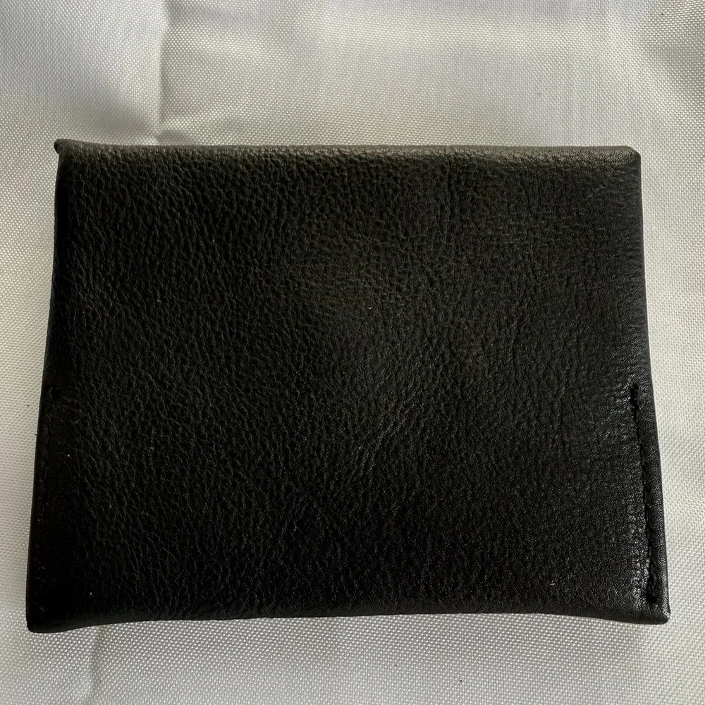 Free People Pulito Mini Wallet Leather Handmade Bi-Fold Pouch Black